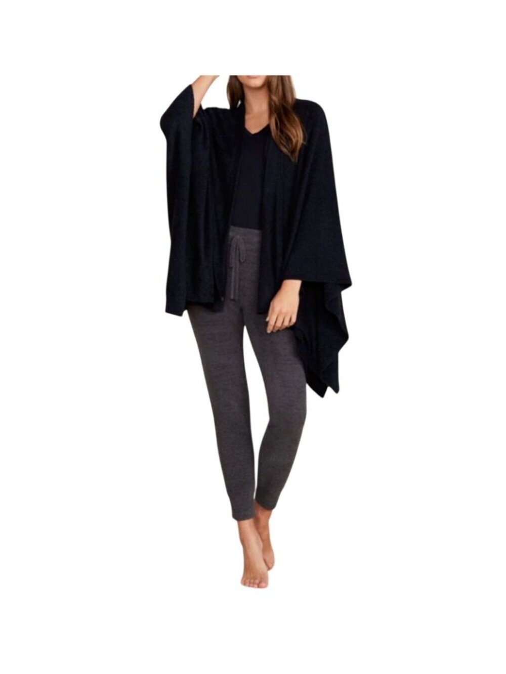 Soma Black Open Front Wrap Cape Cardigan
